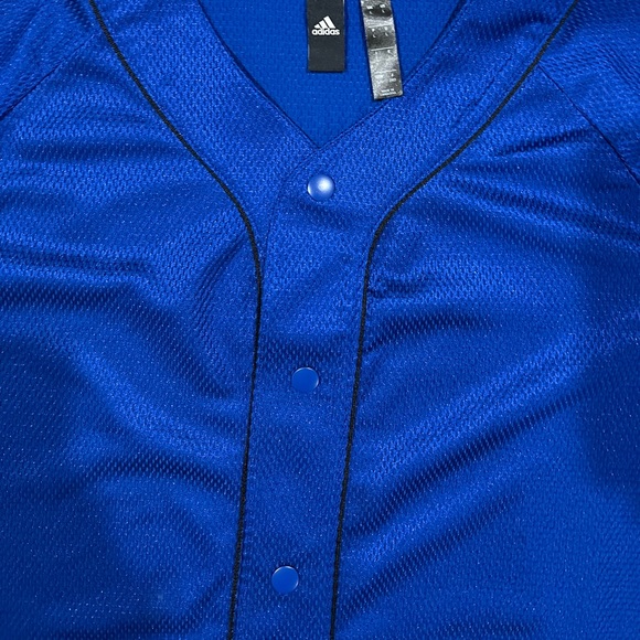 5/$7 💰 Adidas Athletic Baseball Jersey Mesh Button Shirt Royal Blue - Picture 10 of 16